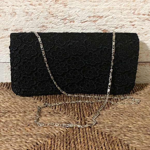 Charming Charlie Handbags - Black Lace Clutch w/ Detachable Strap